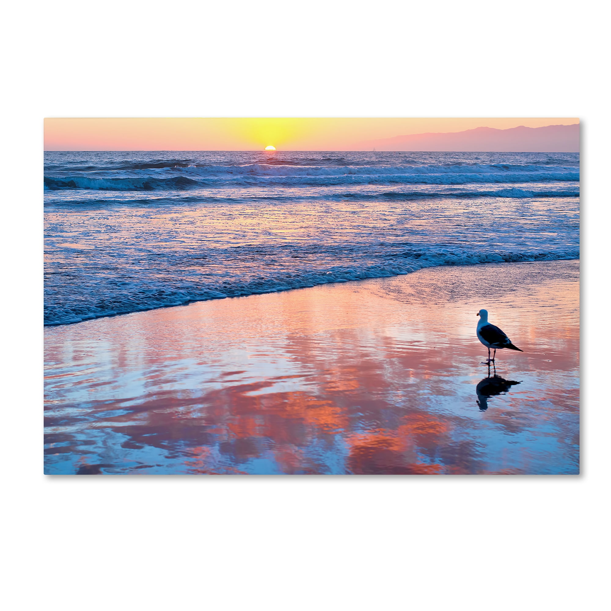 Sunset Beach Landscape Canvas Art in Blue and Orange