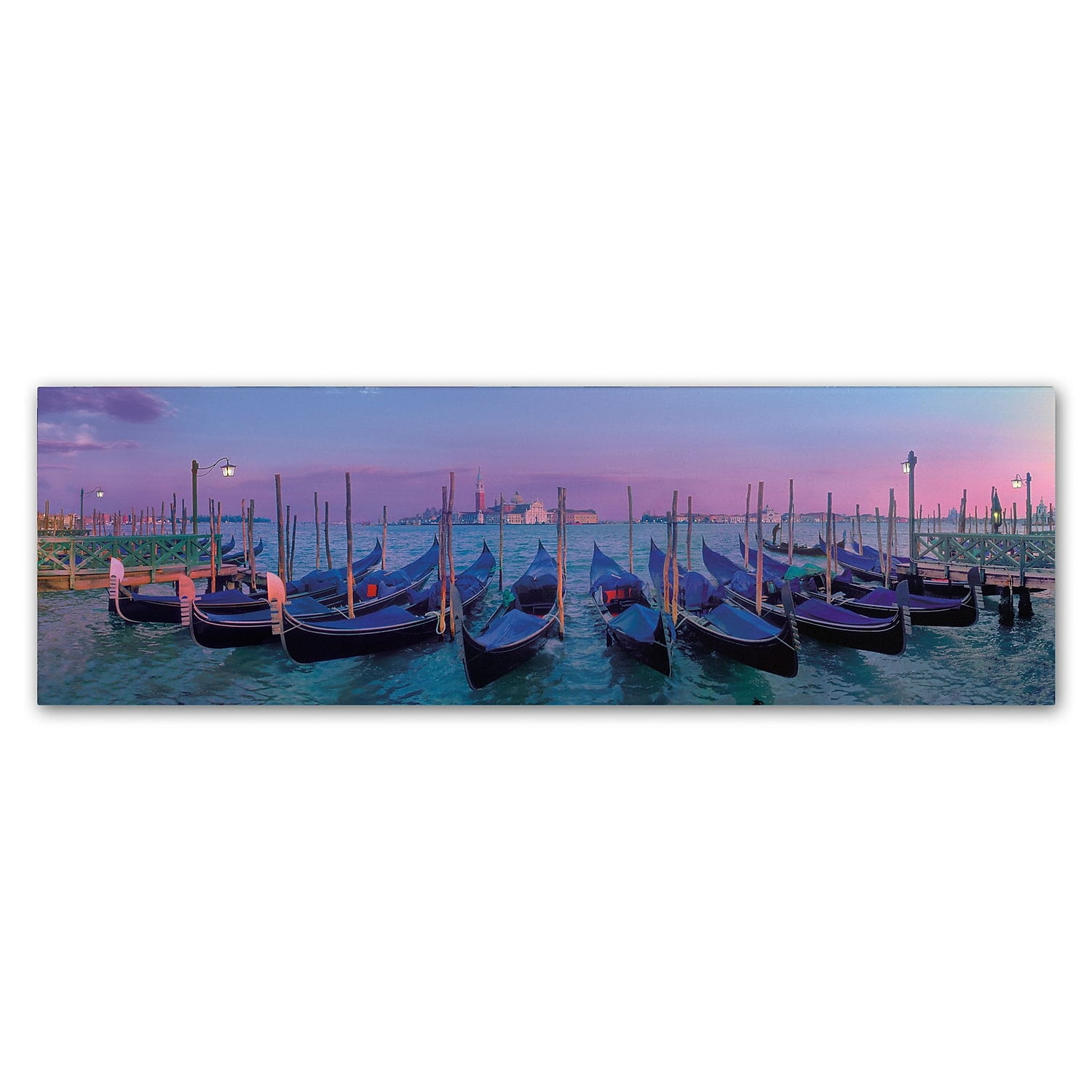 Venice Gondolas Landscape Canvas Print in Blue and Purple