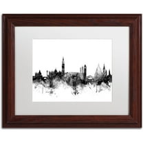 Trademark Fine Art "Venice Italy Skyline B&W" Canvas Art by Michael Tompsett, White Matte, Wood Frame