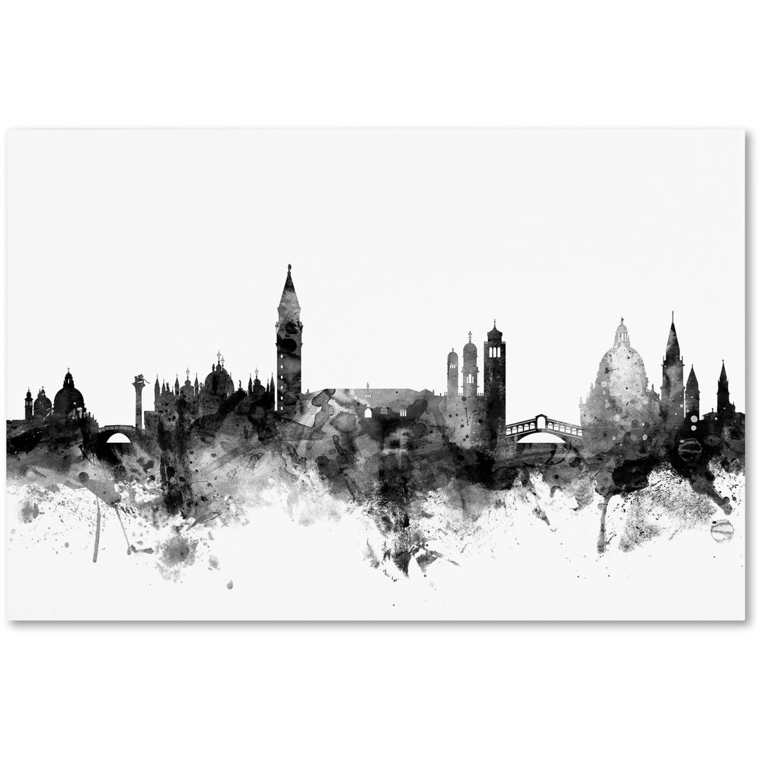 Trademark Fine Art "Venice Italy Skyline B&W" Canvas Art by Michael Tompsett