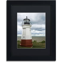 Trademark Fine Art "Vermillion Ohio Lighthouse" Canvas Art by Kurt Shaffer, Black Matte, Black Frame