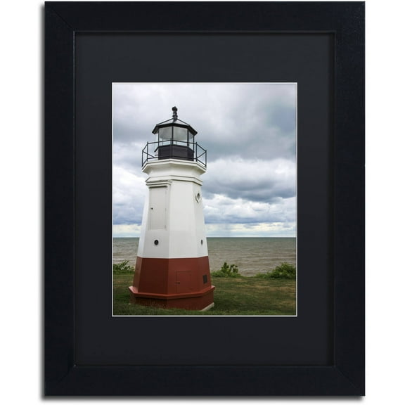 Trademark Fine Art "Vermillion Ohio Lighthouse" Canvas Art by Kurt Shaffer, Black Matte, Black Frame