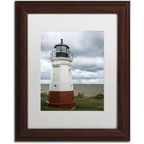 Trademark Fine Art "Vermillion Ohio Lighthouse" Canvas Art by Kurt Shaffer, White Matte, Wood Frame