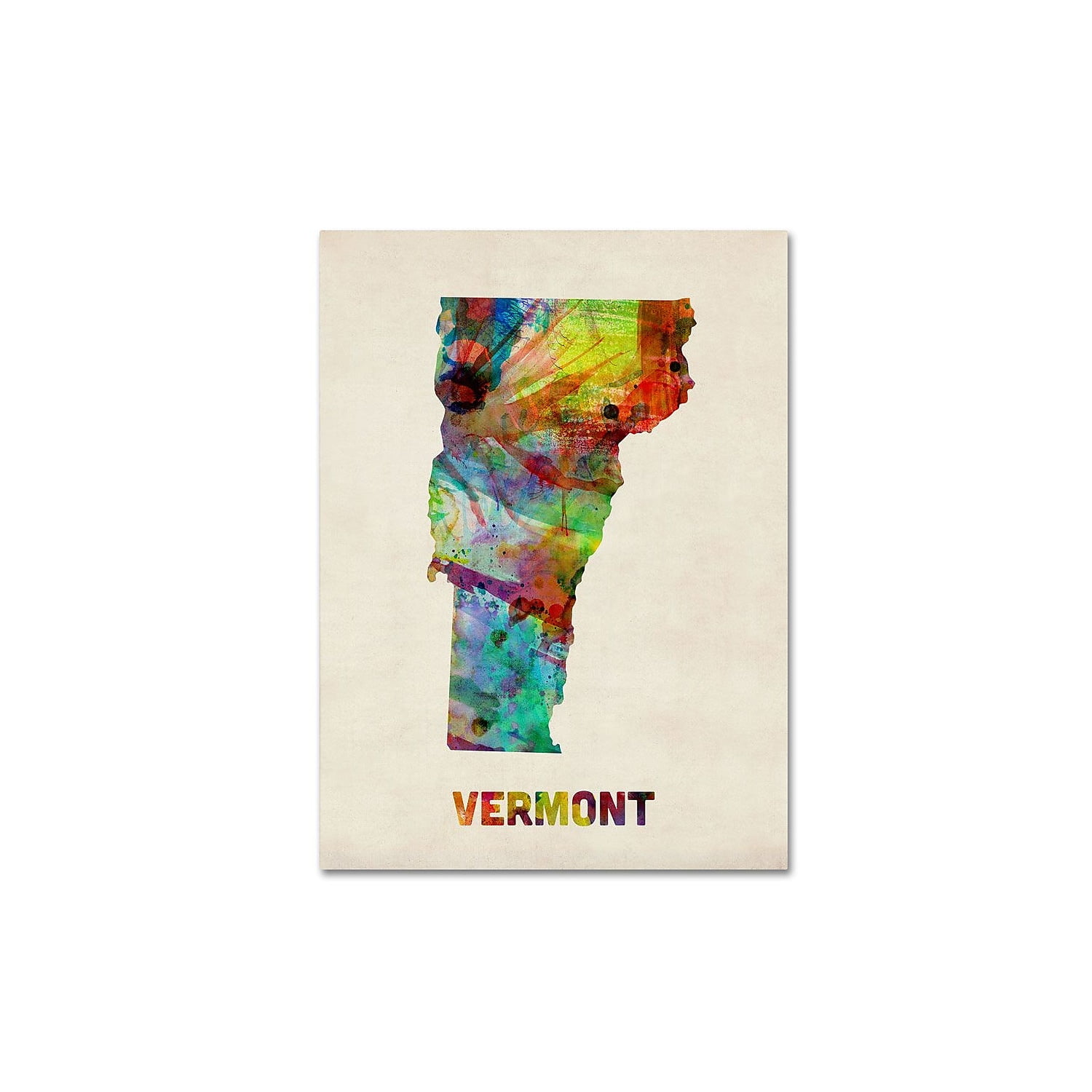 Trademark Fine Art "Vermont Map" Canvas Wall Art by Michael Tompsett