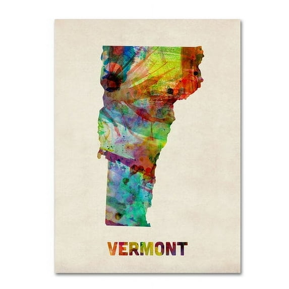 Trademark Fine Art "Vermont Map" Canvas Wall Art by Michael Tompsett