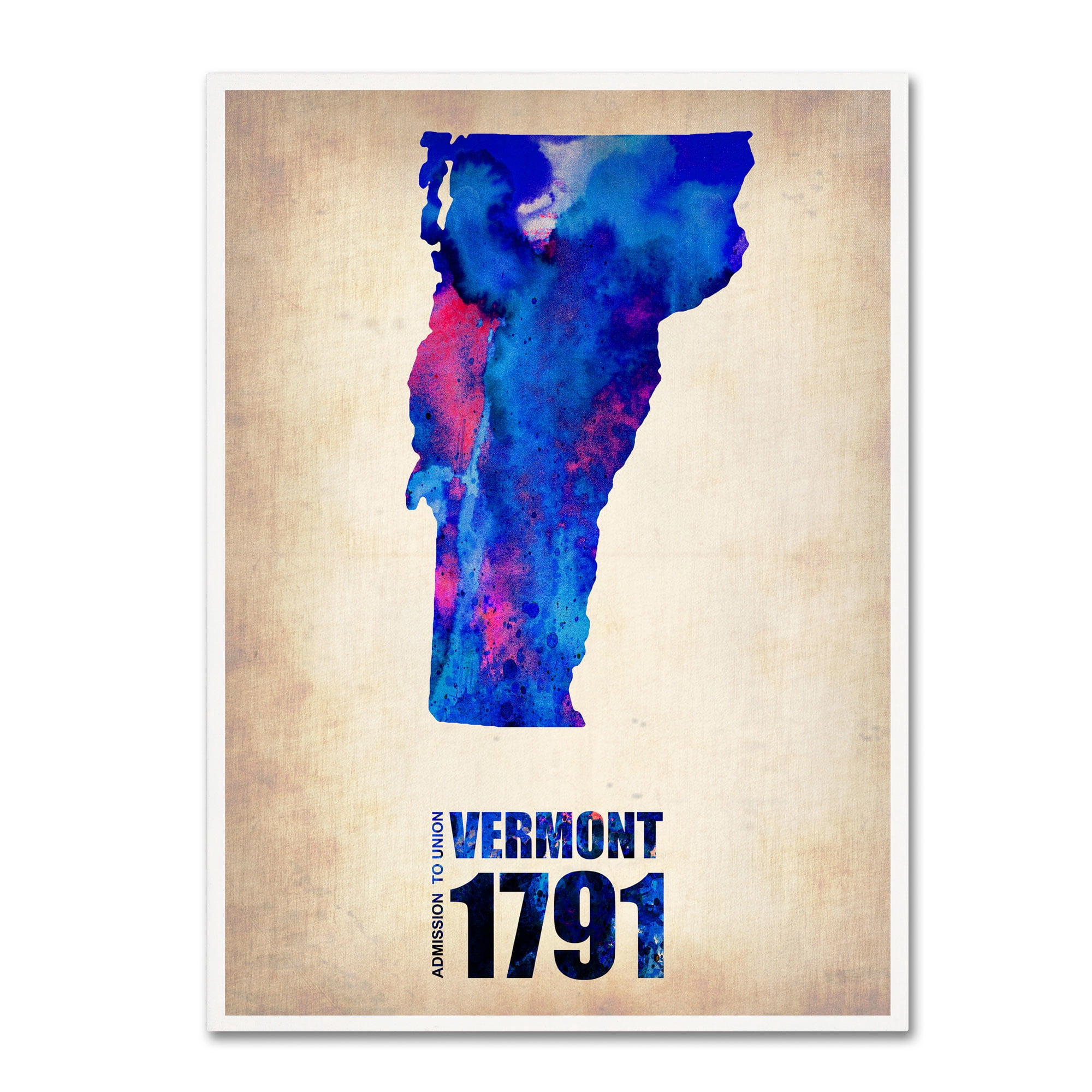 Trademark Fine Art "Vermont Watercolor Map" Canvas Art by Naxart