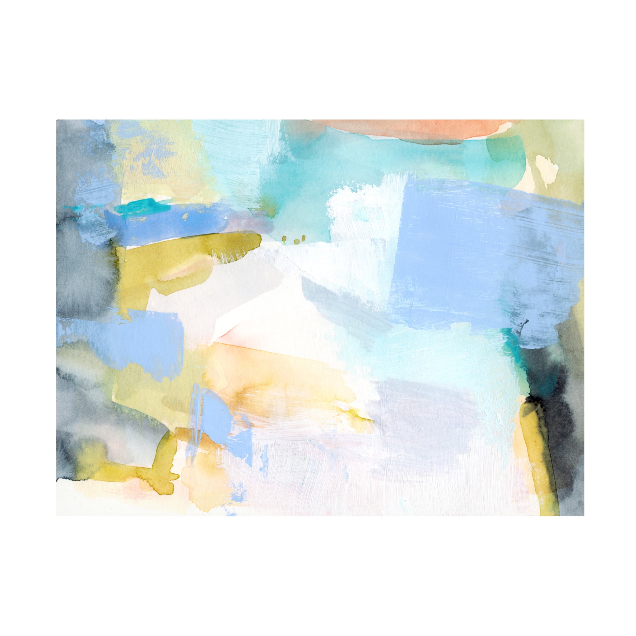 Victoria Barnes Abstracted Spring Canvas Art in Blue and Yellow