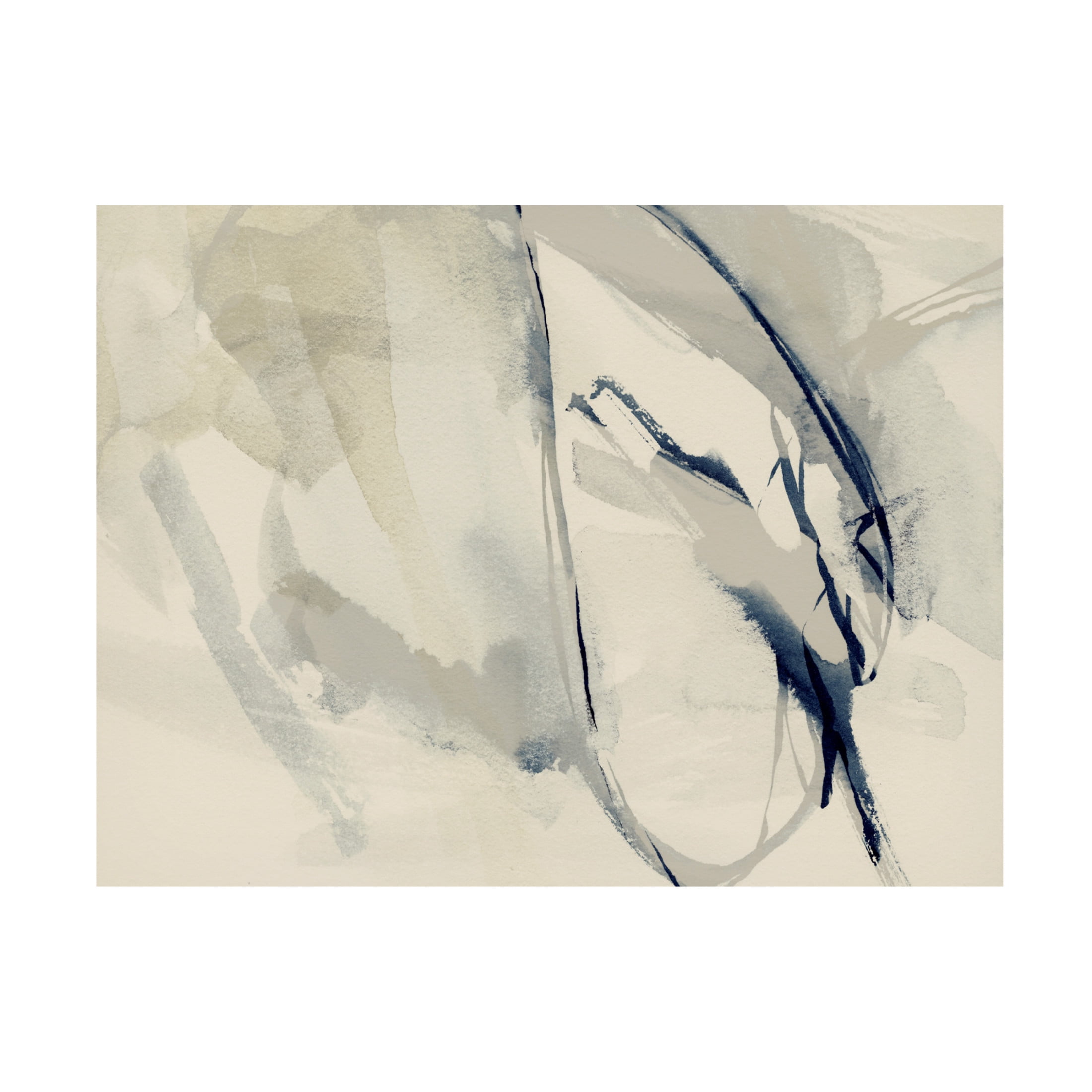 Neutral Abstract Blue and Beige Canvas Wall Art