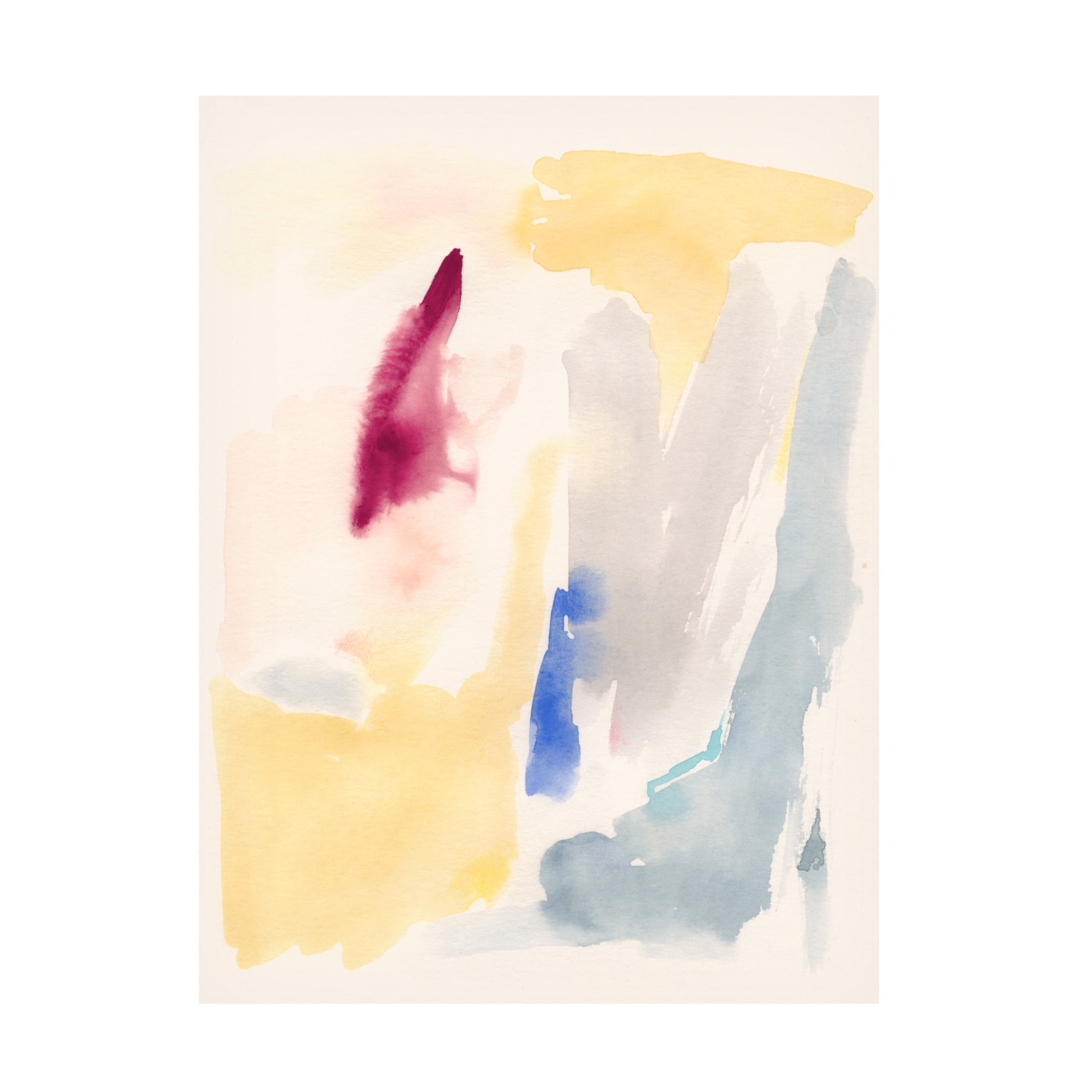 Victoria Barnes Yellow and Blue Abstract Canvas Art with Wood Frame