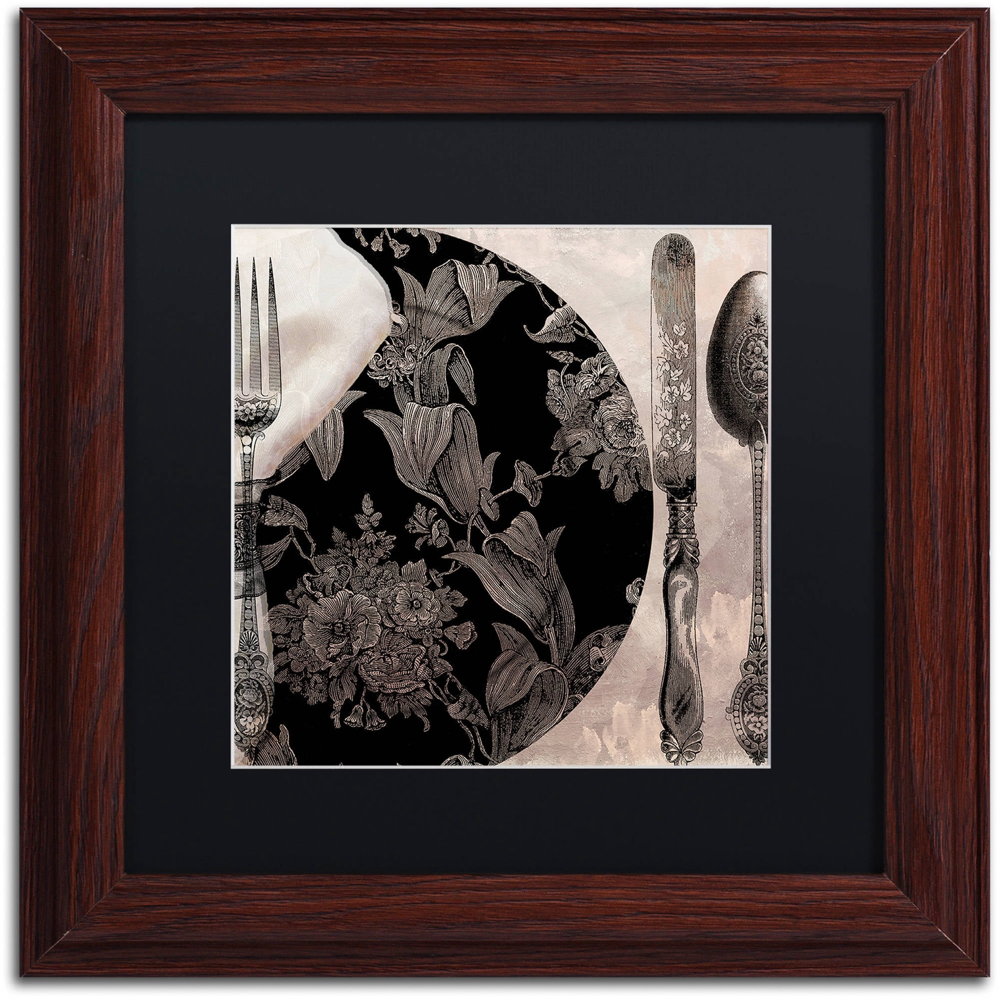 Trademark Fine Art "Victorian Table I" Canvas Art by Color Bakery Black Matte, Wood Frame