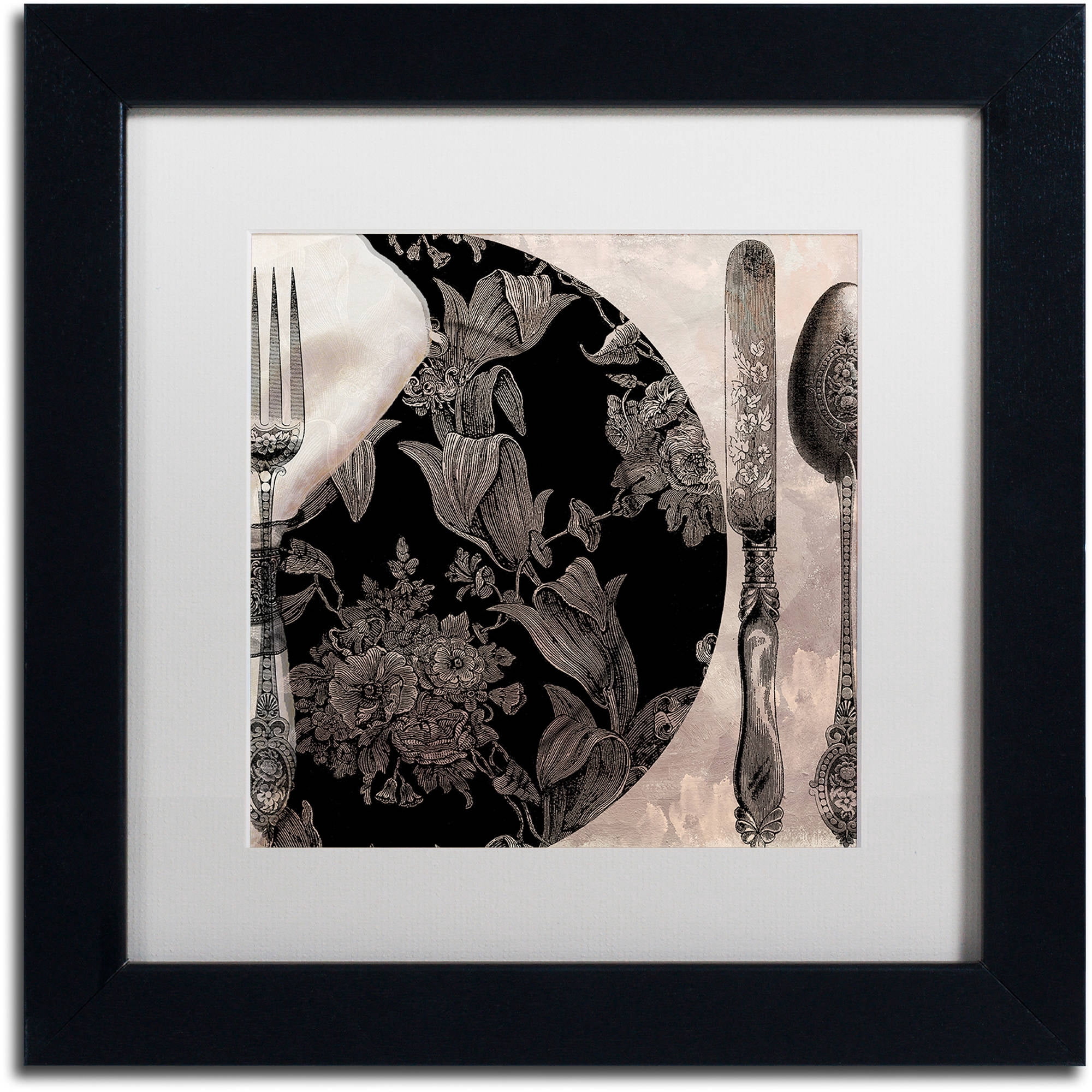 Trademark Fine Art "Victorian Table I" Canvas Art by Color Bakery White Matte, Black Frame