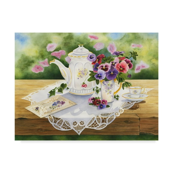 Trademark Fine Art 'Victorian Tea In The Garden' Canvas Art by Mary Irwin