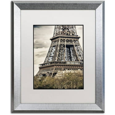 Trademark Fine Art "View of the Eiffel Tower" Canvas Art by Philippe Hugonnard, White Matte, Silver Frame