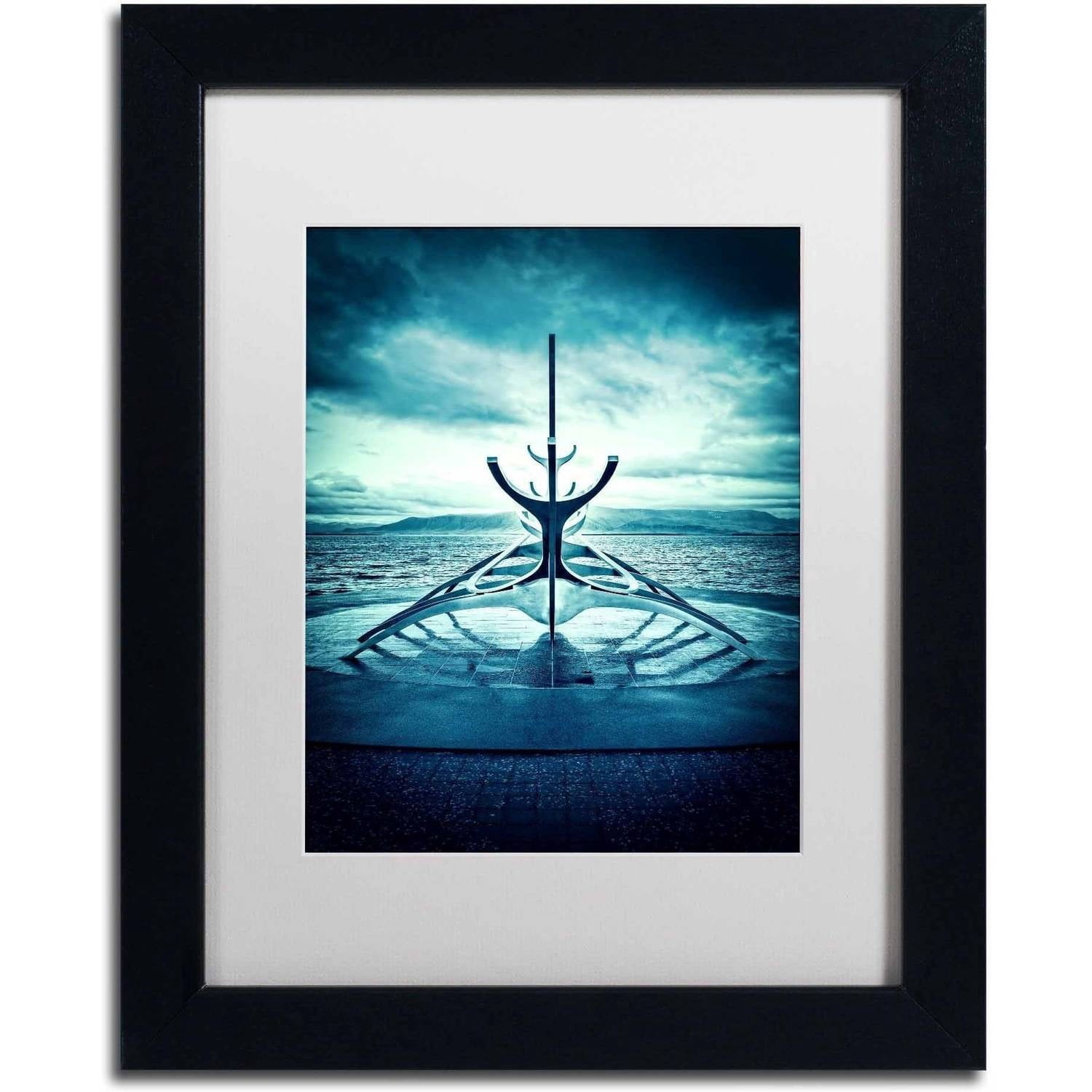Trademark Fine Art 'Viking Ship' Canvas Art by Philippe Sainte-Laudy, White Matte, Black Frame