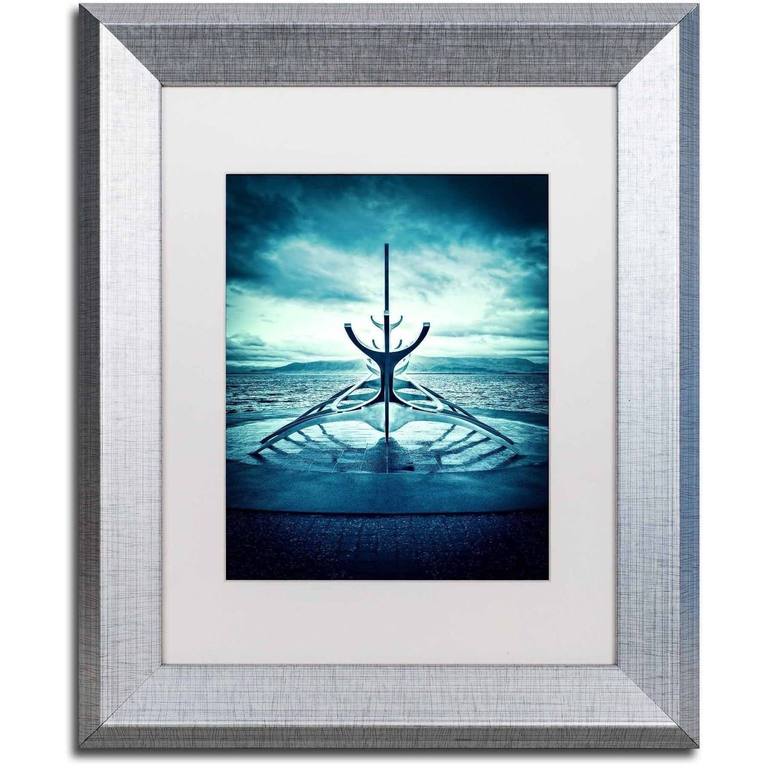 Trademark Fine Art 'Viking Ship' Canvas Art by Philippe Sainte-Laudy, White Matte, Silver Frame
