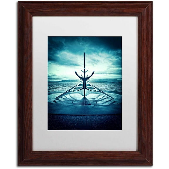 Trademark Fine Art 'Viking Ship' Canvas Art by Philippe Sainte-Laudy, White Matte, Wood Frame