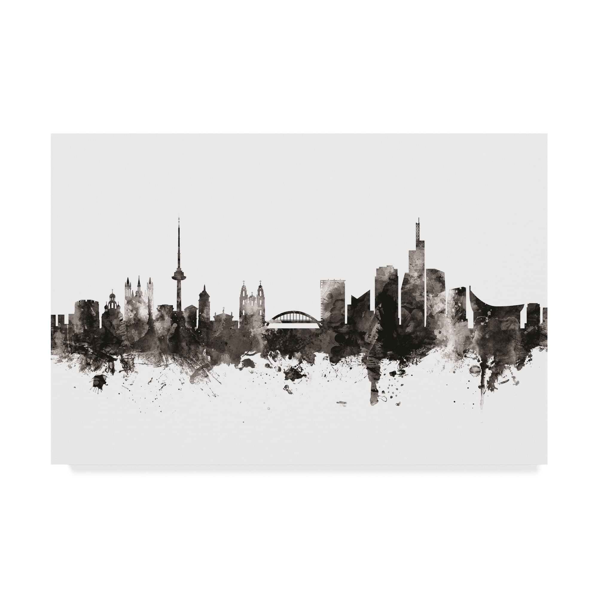 Trademark Fine Art 'Vilnius Lithuania Skyline Black White' Canvas Art by Michael Tompsett