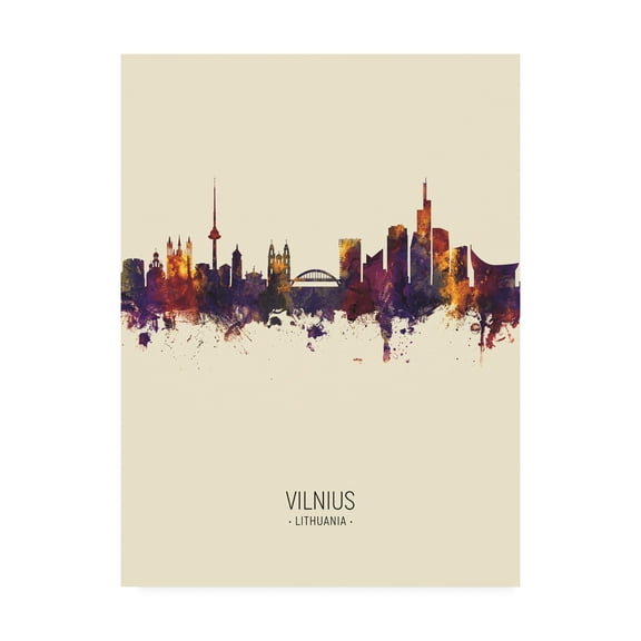 Trademark Fine Art 'Vilnius Lithuania Skyline Portrait III' Canvas Art by Michael Tompsett