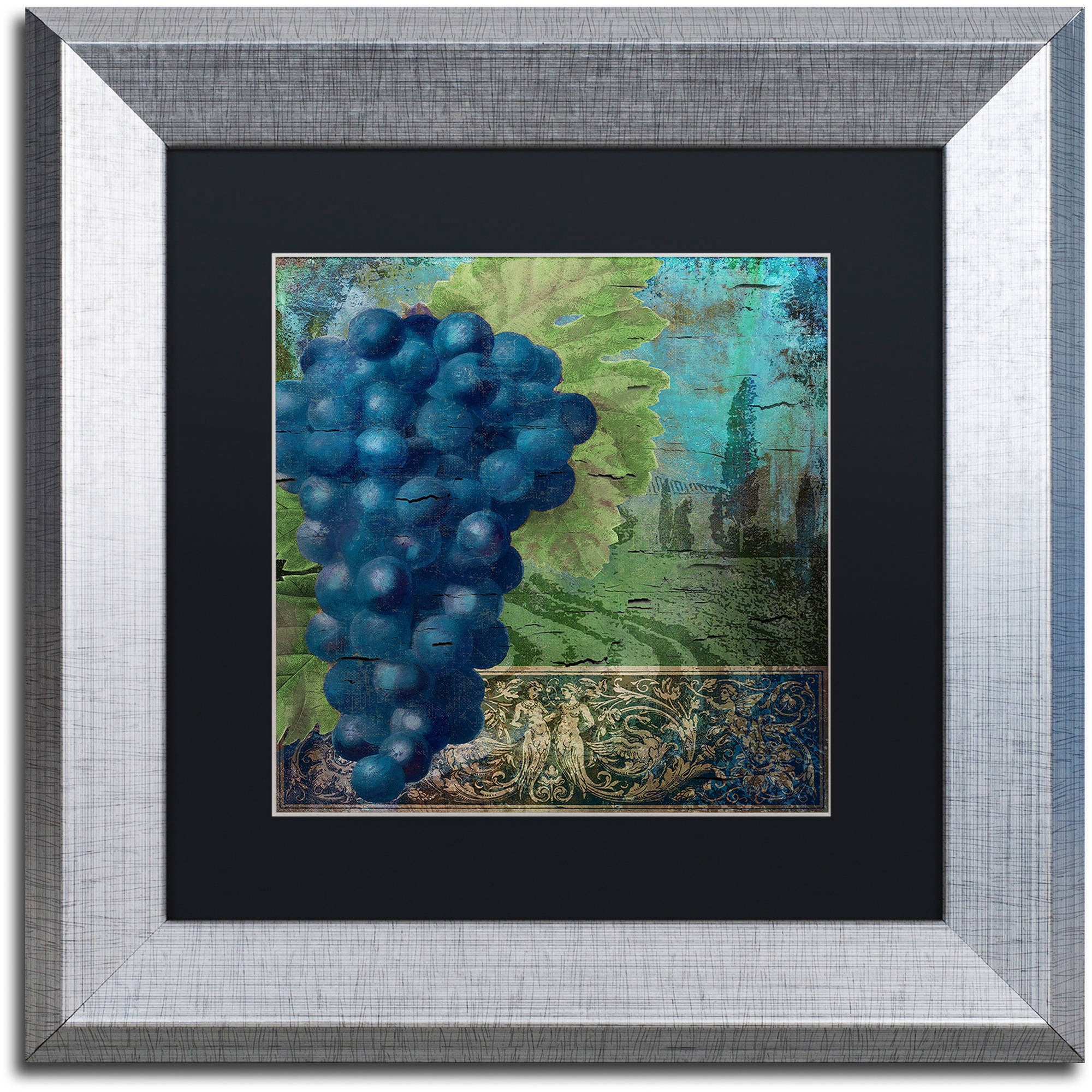 Trademark Fine Art "Vino Blu Two" Canvas Art by Color Bakery Black Matte, Silver Frame