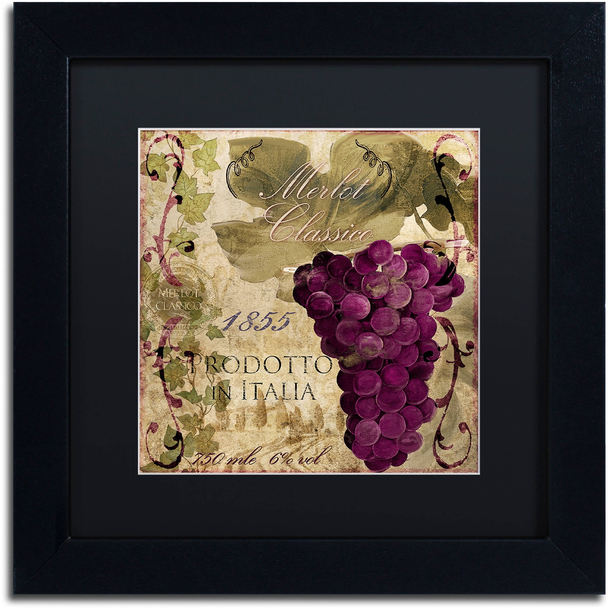 Trademark Fine Art "Vino Italiano I" Canvas Art by Color Bakery Black Matte, Black Frame