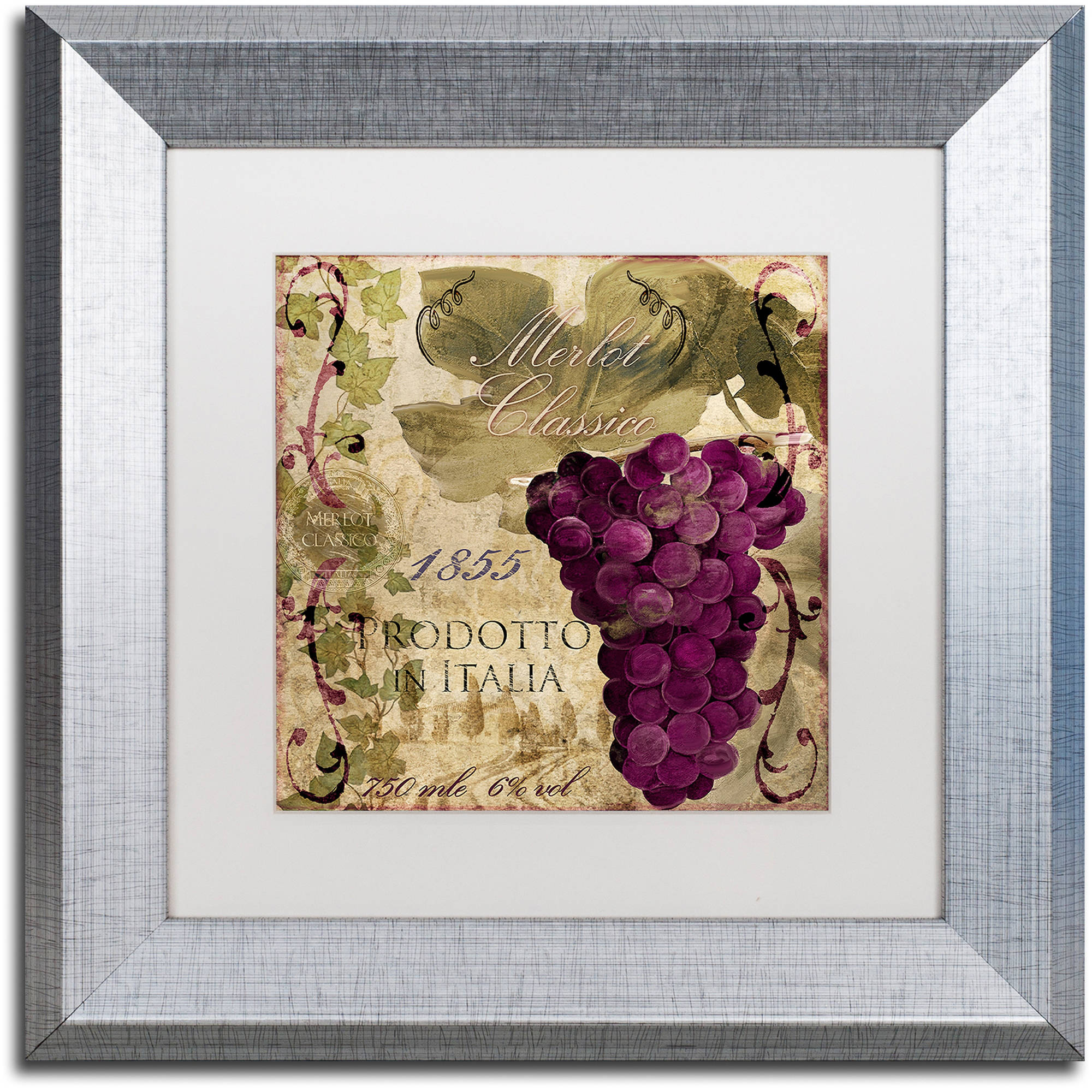 Trademark Fine Art "Vino Italiano I" Canvas Art by Color Bakery White Matte, Silver Frame