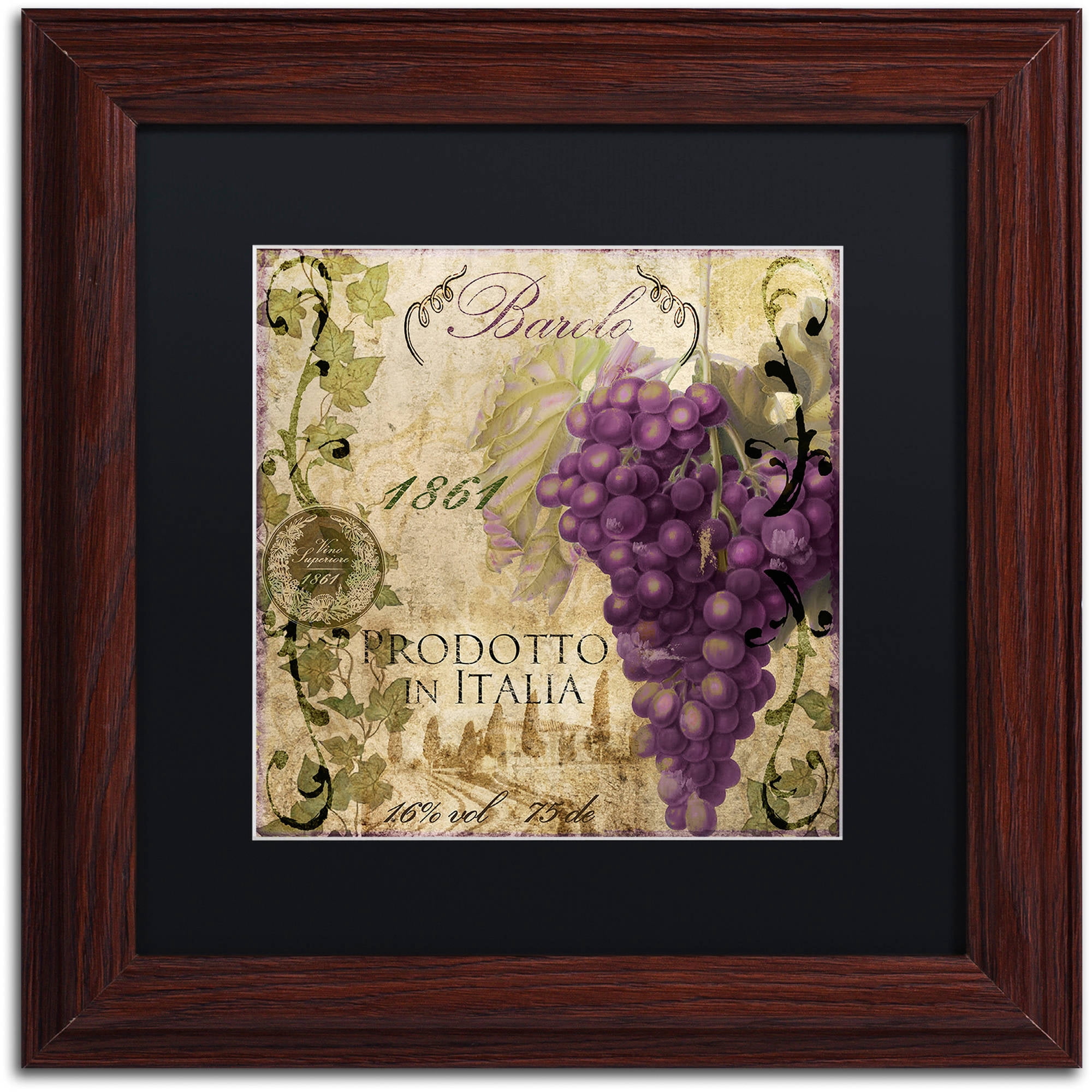 Trademark Fine Art "Vino Italiano II" Canvas Art by Color Bakery Black Matte, Wood Frame