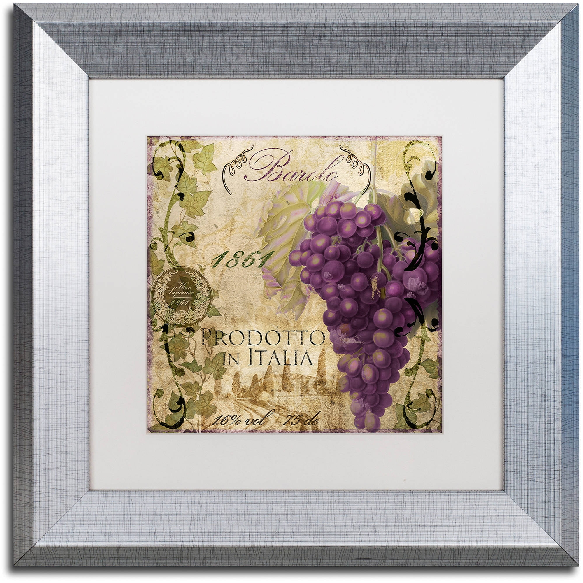 Trademark Fine Art "Vino Italiano II" Canvas Art by Color Bakery White Matte, Silver Frame