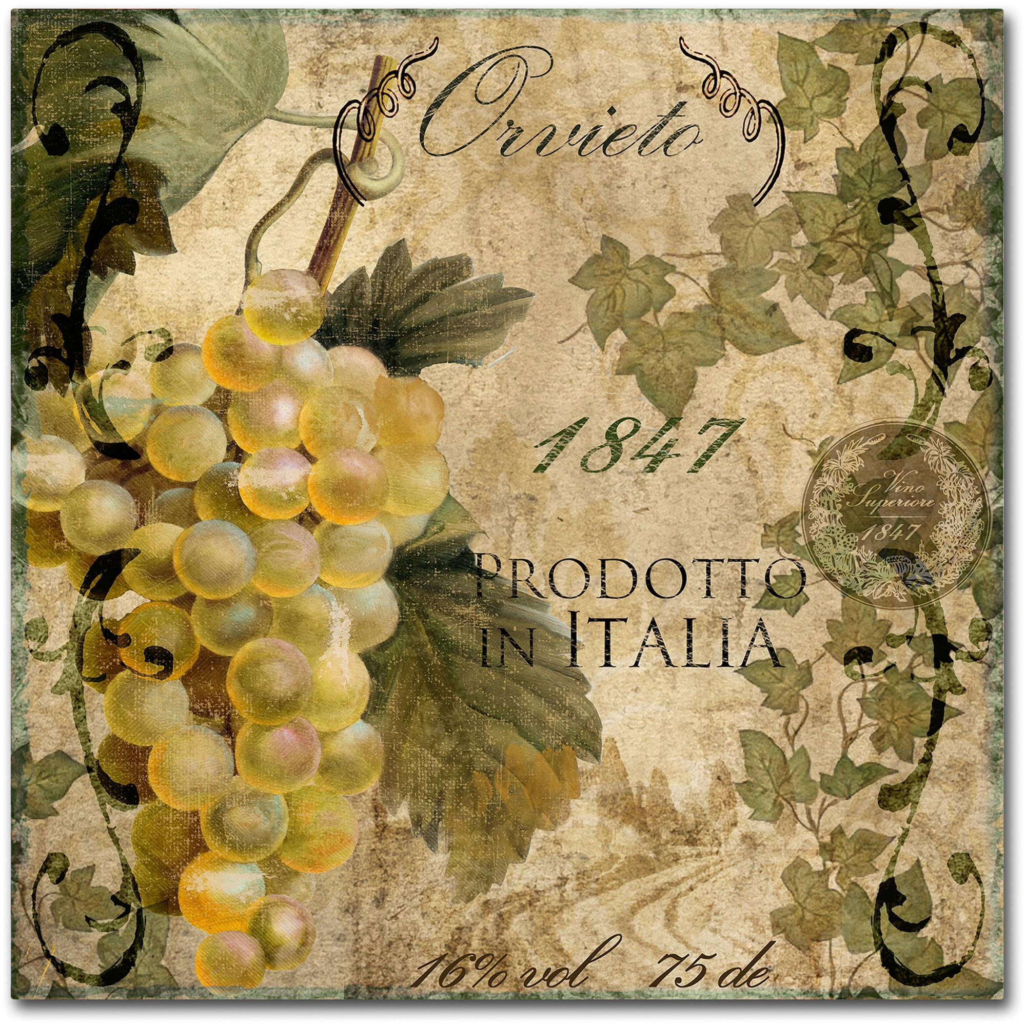 Vintage Italian Wine Label Canvas Art, 15x20 Inches
