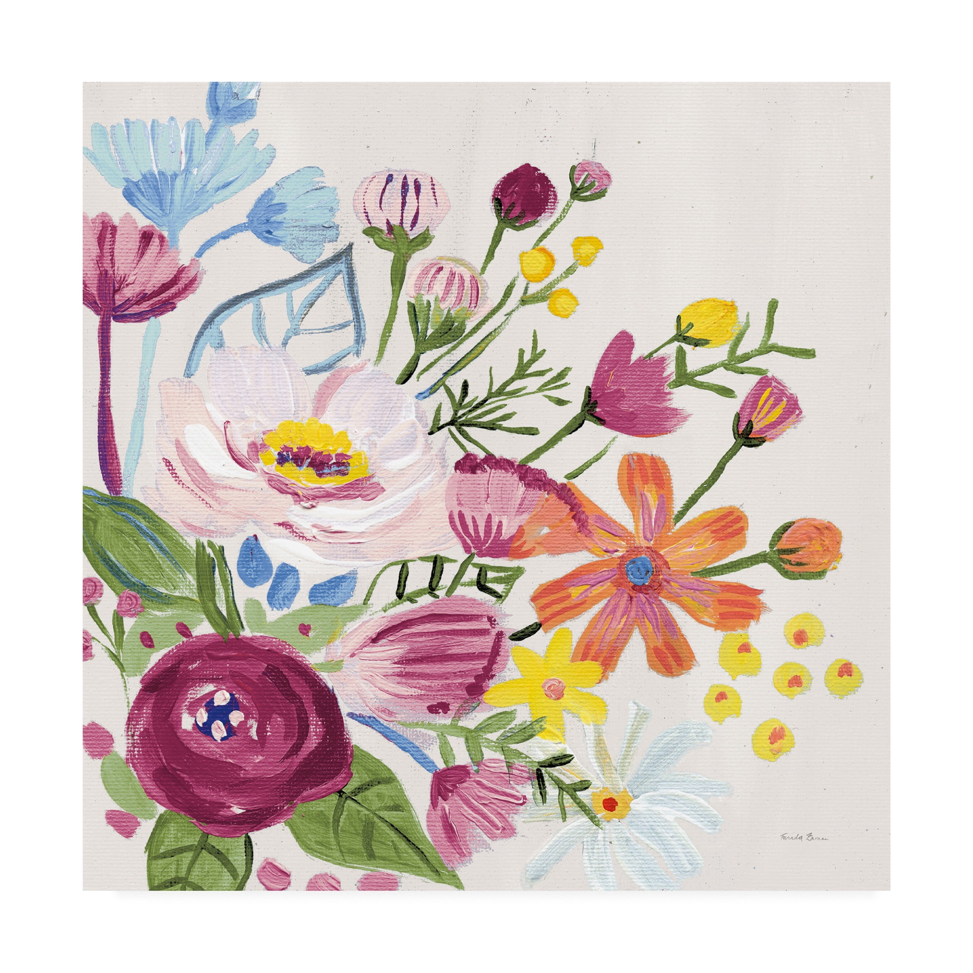 Trademark Fine Art 'Vintage Floral II Pale' Canvas Art by Farida Zaman