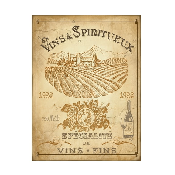Trademark Fine Art Jean Plout Vintage French Wine Label Canvas Wall Art - 14x19