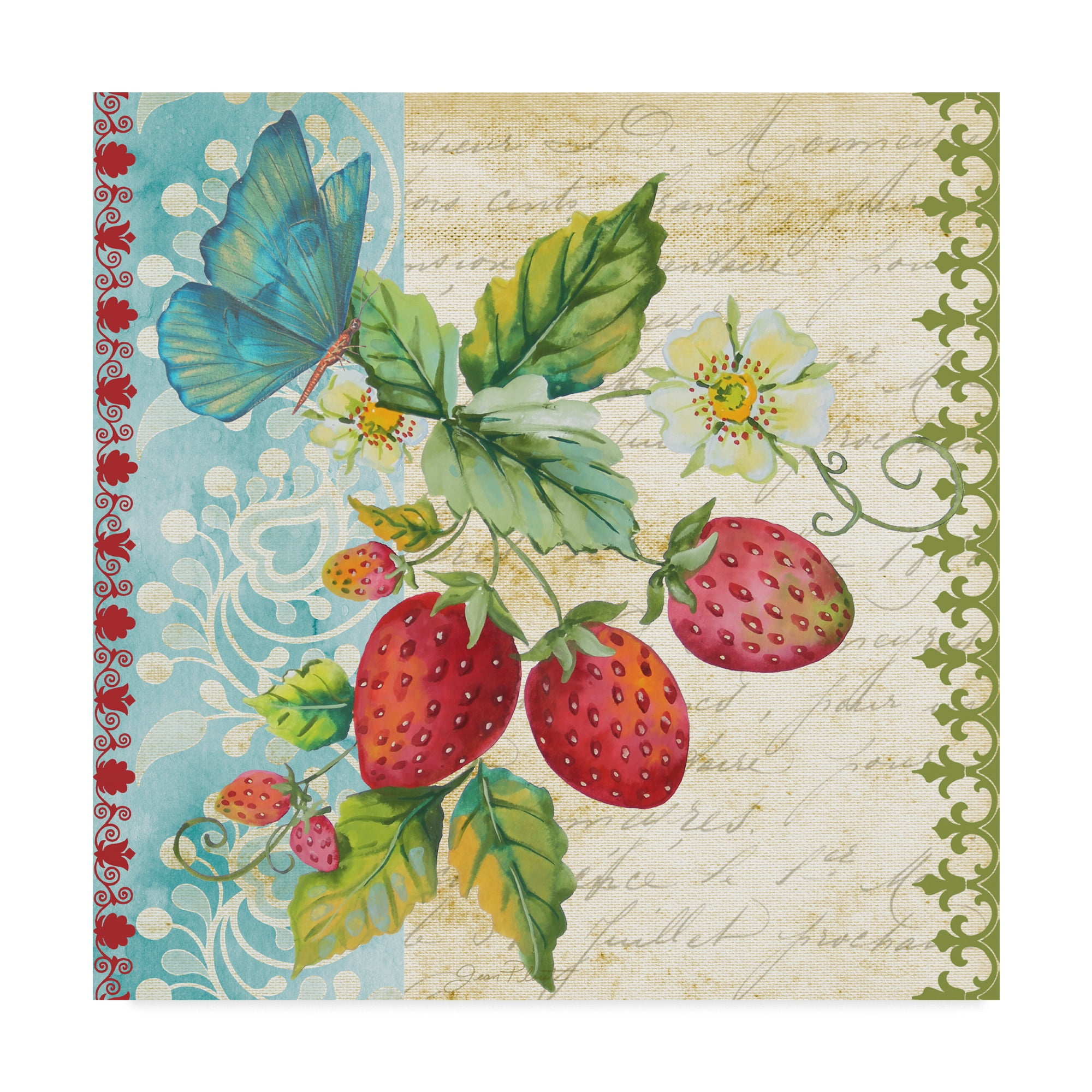 Trademark Fine Art 'Vintage Fruit Strawberries' Canvas Art by Jean Plout