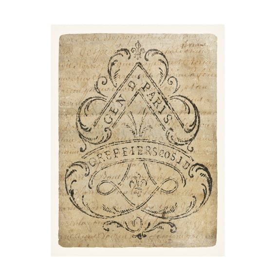 Trademark Fine Art 'Vintage Letter Crest I Antique Border V2' Canvas Art by Wild Apple Portfolio