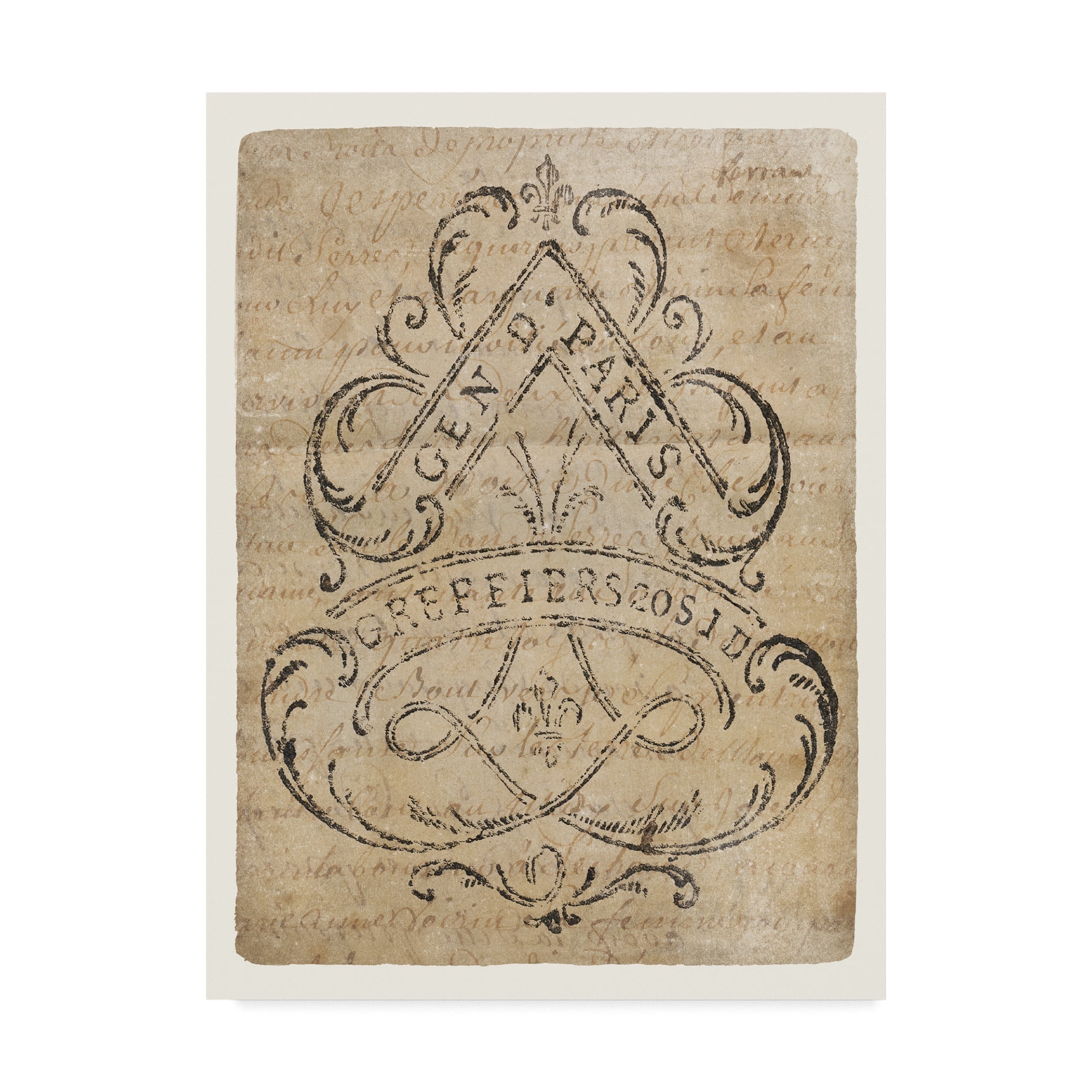Trademark Fine Art 'Vintage Letter Crest I Antique Border V2' Canvas Art by Wild Apple Portfolio