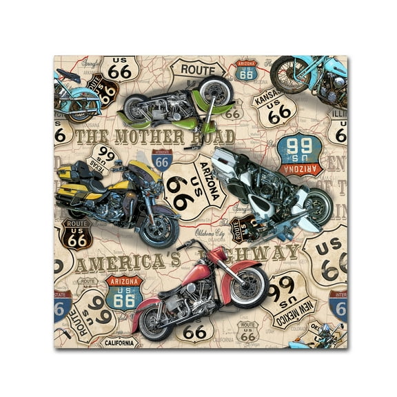 Trademark Fine Art 'Vintage Motorcycles On Route 66 9' Canvas Art by Jean Plout