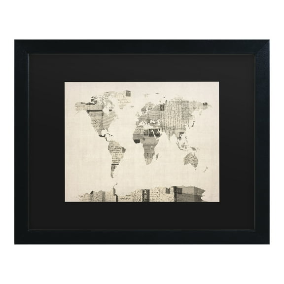 Trademark Fine Art 'Vintage Postcards World Map' Canvas Art by Michael Tompsett