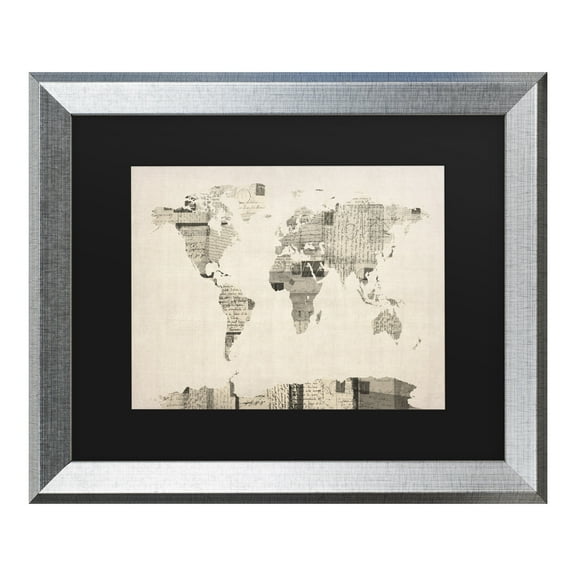 Trademark Fine Art 'Vintage Postcards World Map' Canvas Art by Michael Tompsett