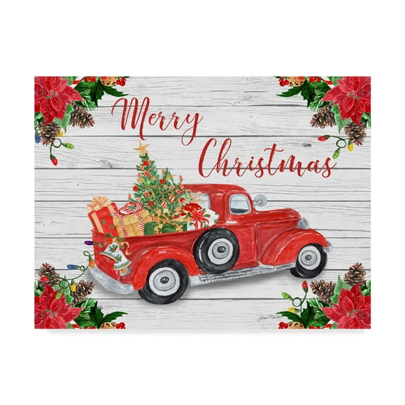 Trademark Fine Art 'Vintage Red Truck Christmas' Canvas Art by Jean Plout