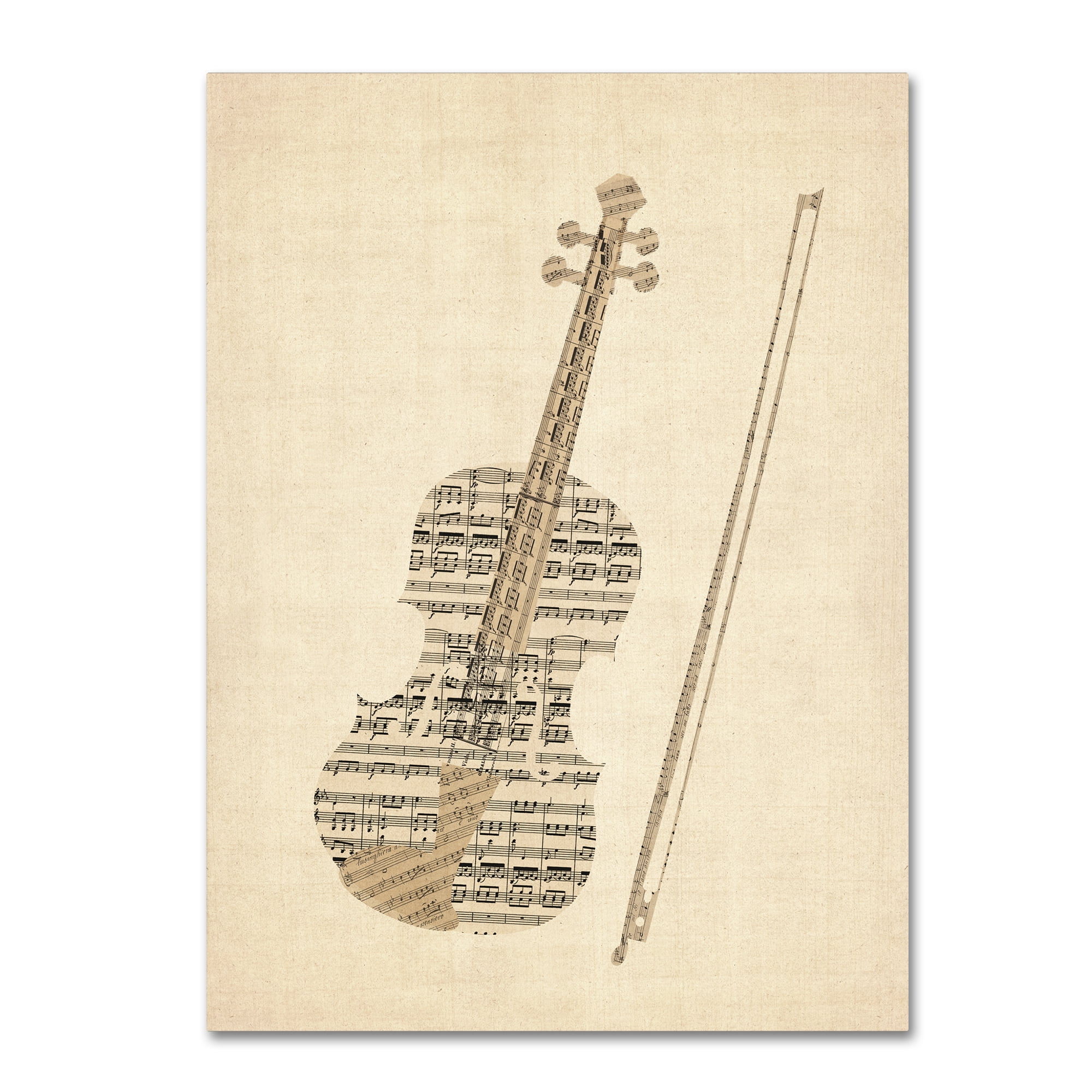 Vintage Violin Distressed Sheet Music Canvas Art