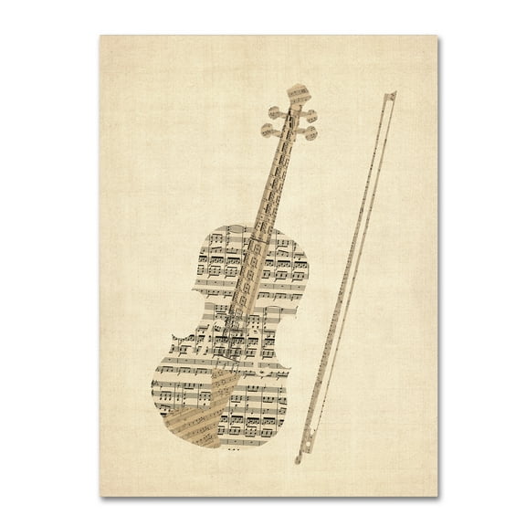 Trademark Fine Art 'Violin Old Sheet Music' Canvas Art by Michael Tompsett