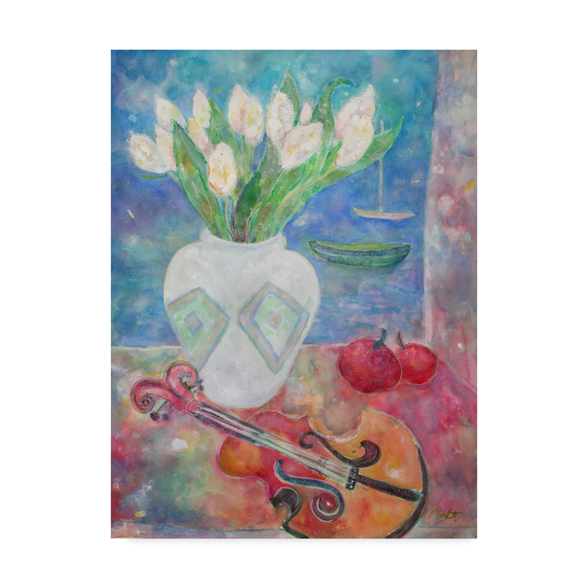 Trademark Fine Art 'Violin With Flowers' Canvas Art by Lorraine Platt