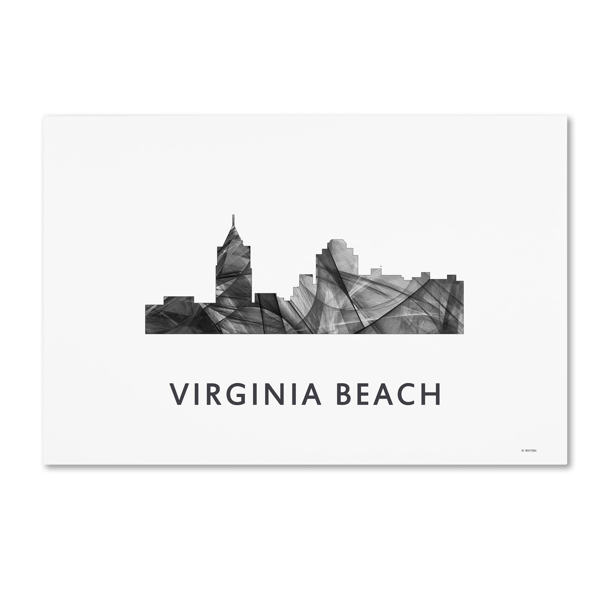 Trademark Fine Art 'Virginia Beach Virginia Skyline WB-BW' Canvas Art by Marlene Watson