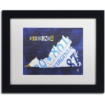 Trademark Fine Art 'Virginia License Plate Map' Canvas Art by Design Turnpike, White Matte, Black Frame