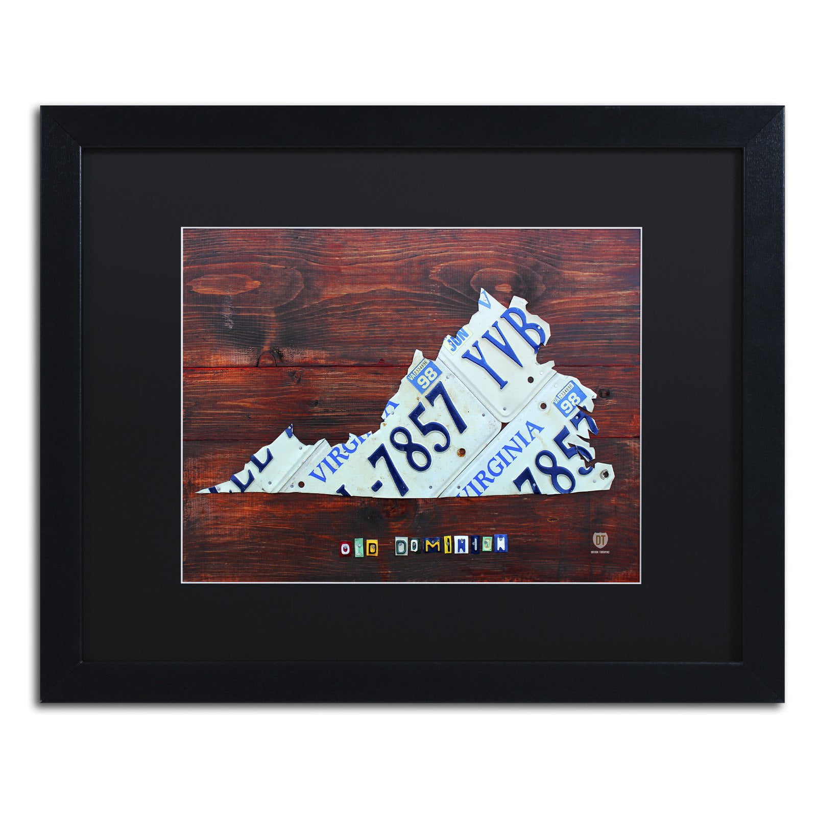 Trademark Fine Art 'Virginia License Plate Map II' Canvas Art by Design Turnpike, Black Matte, Black Frame