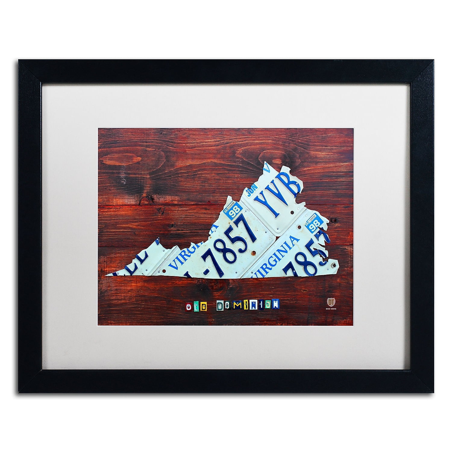 Trademark Fine Art 'Virginia License Plate Map II' Canvas Art by Design Turnpike, White Matte, Black Frame