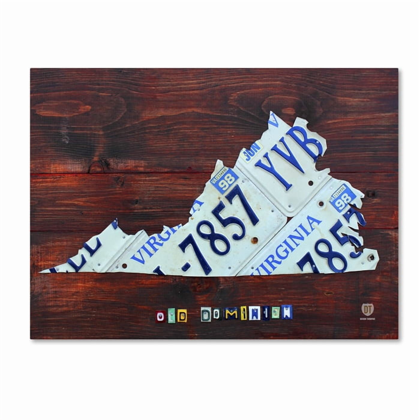 Trademark Fine Art 'Virginia License Plate Map Large' Canvas Art by Design Turnpike