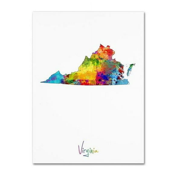 Trademark Fine Art "Virginia Map" Canvas Art by Michael Tompsett