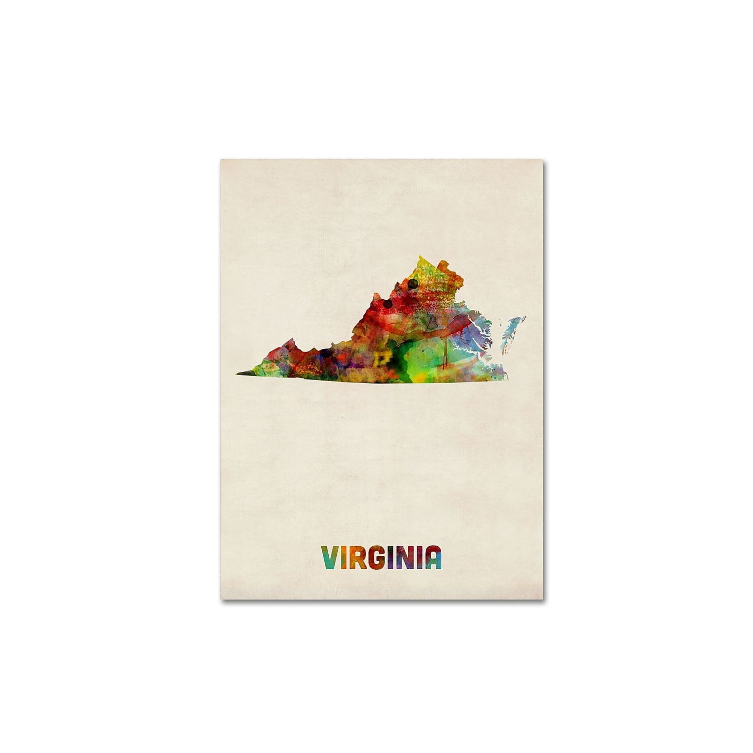 Trademark Fine Art "Virginia Map" Canvas Wall Art by Michael Tompsett