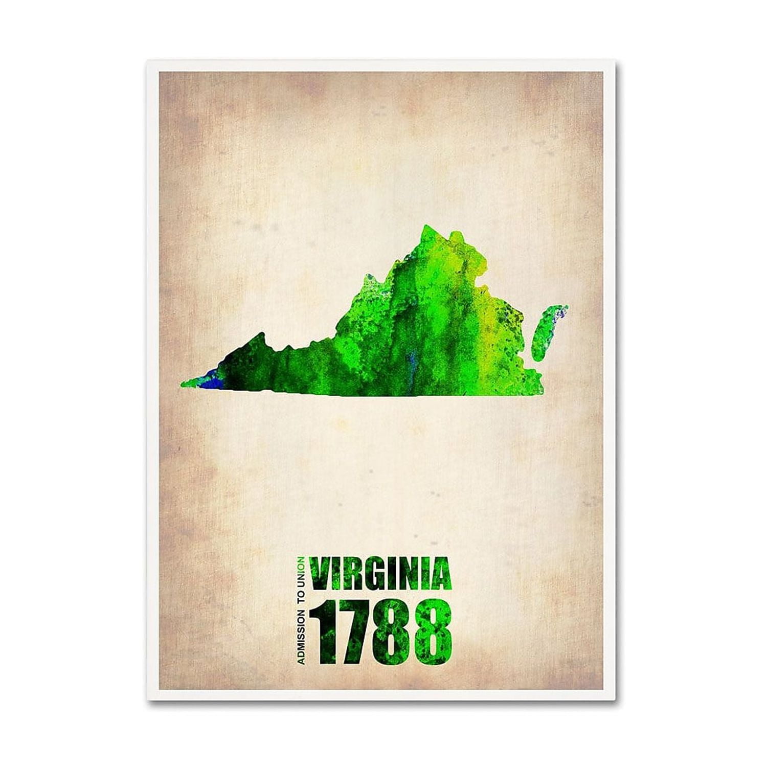 Trademark Fine Art "Virginia Watercolor Map" Canvas Art by Naxart