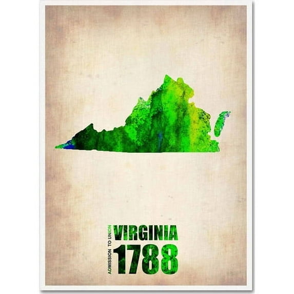 Trademark Fine Art "Virginia Watercolor Map" Canvas Art by Naxart