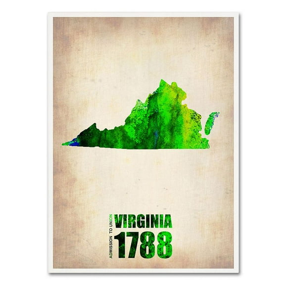 Trademark Fine Art "Virginia Watercolor Map" Canvas Art by Naxart